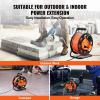 imageVEVOR 100FT Retractable Extension Cord Reel with 4 Outlets and Dust Cover Heavy Duty 12AWG SJTOW Power Cord Portable Handle and Safety Overload Circuit Breaker for Outdoor Indoor Toolshed Garage100FT 12AWG