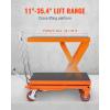 imageVEVOR 1100 LBS Hydraulic Lift Table Cart with 11quot354quot Lift Range Hydraulic Scissor Cart with NonSlip Pad ampamp 4 Wheels Manual Single Scissor Lift for Material Handling and Transportation
