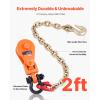 imageVEVOR 2 Ton Snatch Block with G80 Chain Swivel Shackle 3quot Sheave for 38quot Wire Rope Snatch Block Pulley for Towing and Recovery Applications on Flatbed Tow Truck Rollback Wrecker Car Carrier Cableorange