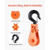 imageVEVOR 2 Ton Snatch Block with Swivel Hook 3quot Sheave 38quot Inch Wire Rope Heavy Duty Snatch Block Pulley 4400 lbs for Towing and Recovery Operations on Tow Truck Rollback Wrecker Car Hauler Winchesorange