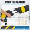 imageVEVOR 2PCs 6 ft72 Rubber Speed Hump 2 Channel 22000 lbs Capacity Heavy Duty Traffic Speed Bump with High Reflective Yellow Strip 8 Expansion Screws and 1 Drill for Asphalt Concrete Gravel Roads2 PCs