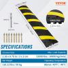 imageVEVOR 2PCs 6 ft72 Rubber Speed Hump 2 Channel 22000 lbs Capacity Heavy Duty Traffic Speed Bump with High Reflective Yellow Strip 8 Expansion Screws and 1 Drill for Asphalt Concrete Gravel Roads2 PCs