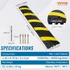 imageVEVOR 2PCs 6 ft72 Rubber Speed Hump 2 Channel 22000 lbs Capacity Heavy Duty Traffic Speed Bump with High Reflective Yellow Strip 8 Expansion Screws and 1 Drill for Asphalt Concrete Gravel Roads1 PC