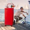 imageVEVOR 30 Gallon Fuel Caddy Fuel Storage Tank on 2 Wheels Portable Gas Caddy with Manual Transfer Pump Gasoline Diesel Fuel Container for Cars Lawn Mowers ATVs Boats More RedElectric Red