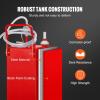 imageVEVOR 30 Gallon Fuel Caddy Fuel Storage Tank on 2 Wheels Portable Gas Caddy with Manual Transfer Pump Gasoline Diesel Fuel Container for Cars Lawn Mowers ATVs Boats More RedStainless Steel
