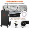 imageVEVOR 30 Gallon Fuel Caddy Fuel Storage Tank on 2 Wheels Portable Gas Caddy with Manual Transfer Pump Gasoline Diesel Fuel Container for Cars Lawn Mowers ATVs Boats More RedBlack