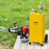imageVEVOR 30 Gallon Fuel Caddy Fuel Storage Tank on 2 Wheels Portable Gas Caddy with Manual Transfer Pump Gasoline Diesel Fuel Container for Cars Lawn Mowers ATVs Boats More RedYellow
