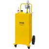 imageVEVOR 30 Gallon Fuel Caddy Fuel Storage Tank on 2 Wheels Portable Gas Caddy with Manual Transfer Pump Gasoline Diesel Fuel Container for Cars Lawn Mowers ATVs Boats More RedYellow