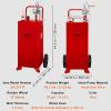 imageVEVOR 30 Gallon Fuel Caddy Fuel Storage Tank on 2 Wheels Portable Gas Caddy with Manual Transfer Pump Gasoline Diesel Fuel Container for Cars Lawn Mowers ATVs Boats More RedStainless Steel