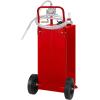 imageVEVOR 30 Gallon Fuel Caddy Fuel Storage Tank on 2 Wheels Portable Gas Caddy with Manual Transfer Pump Gasoline Diesel Fuel Container for Cars Lawn Mowers ATVs Boats More RedStainless Steel