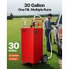 imageVEVOR 30 Gallon Fuel Caddy Fuel Storage Tank on 2 Wheels Portable Gas Caddy with Manual Transfer Pump Gasoline Diesel Fuel Container for Cars Lawn Mowers ATVs Boats More RedElectric Red