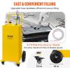 imageVEVOR 30 Gallon Fuel Caddy Fuel Storage Tank on 2 Wheels Portable Gas Caddy with Manual Transfer Pump Gasoline Diesel Fuel Container for Cars Lawn Mowers ATVs Boats More RedYellow