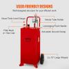 imageVEVOR 30 Gallon Fuel Caddy Fuel Storage Tank on 2 Wheels Portable Gas Caddy with Manual Transfer Pump Gasoline Diesel Fuel Container for Cars Lawn Mowers ATVs Boats More RedStainless Steel