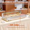 imageVEVOR 3Pan Commercial Food Warmer 3 x 8QT Electric Steam Table with Glass Cover 1500W Countertop Stainless Steel Buffet Bain Marie 86185F Temp Control for Catering Restaurants Silver812 Pan  96QT