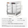 imageVEVOR 3Tier Commercial Food Warmer Display 800W Food Display Warmer with Light to Enhance Food Display 86185 Temperature Control 90L Large Capacity for Hamburger Pizza Bread Fried Chicken