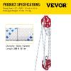imageVEVOR 4400 lbs Breaking Strength 100 FT Rope Pulley Hoist 51 Lifting Power Heavy Duty Pulley System with 2pcs Soft Loops Metal Wheels Bearing Structure Block and Tackle for Lifting Heavy Objects12 x 200