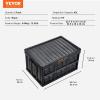 imageVEVOR 45L Collapsible Storage Bins with Lids 3 Packs Stackable Utility Crates with Handles Large Folding Containers for Organizing Tools Snacks Books Food Drinks Camping ampamp Transport45LBlack