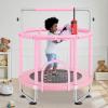 imageVEVOR 5FT Trampoline 50quot55quot56  35quot for IndoorOutdoor use for Toddlers Foldable Mini Baby with Foam Handle Recreational Birthday GiftPink