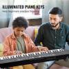 imageVEVOR 61 Key Digital Keyboard Piano Lighted Keys Electric Portable Piano with Adjustable Stand 600 Tones 500 Rhythms BuiltIn Speakers Sustain Pedal Headphones Microphone USB MIDI for BeginnersPiano 61 Key