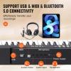 imageVEVOR 61 Key Digital Keyboard Piano Lighted Keys Electric Portable Piano with Adjustable Stand 600 Tones 500 Rhythms BuiltIn Speakers Sustain Pedal Headphones Microphone USB MIDI for BeginnersPiano 88 Key with Stand