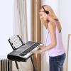 imageVEVOR 61 Key Digital Keyboard Piano Lighted Keys Electric Portable Piano with Adjustable Stand 600 Tones 500 Rhythms BuiltIn Speakers Sustain Pedal Headphones Microphone USB MIDI for BeginnersPiano 61 Key