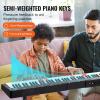 imageVEVOR 61 Key Digital Keyboard Piano Lighted Keys Electric Portable Piano with Adjustable Stand 600 Tones 500 Rhythms BuiltIn Speakers Sustain Pedal Headphones Microphone USB MIDI for BeginnersPiano 88 Key with Stand