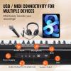 imageVEVOR 61 Key Digital Keyboard Piano Lighted Keys Electric Portable Piano with Adjustable Stand 600 Tones 500 Rhythms BuiltIn Speakers Sustain Pedal Headphones Microphone USB MIDI for BeginnersPiano 61 Key with Stand
