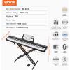 imageVEVOR 61 Key Digital Keyboard Piano Lighted Keys Electric Portable Piano with Adjustable Stand 600 Tones 500 Rhythms BuiltIn Speakers Sustain Pedal Headphones Microphone USB MIDI for BeginnersPiano 88 Key with Stand