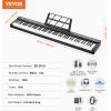 imageVEVOR 61 Key Digital Keyboard Piano Lighted Keys Electric Portable Piano with Adjustable Stand 600 Tones 500 Rhythms BuiltIn Speakers Sustain Pedal Headphones Microphone USB MIDI for BeginnersPiano 88 Key