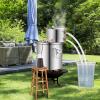 imageVEVOR Alcohol Still 3 Gal  114 L Stainless Steel Water Alcohol Distiller with Coil Cooling Home Brewing Refining Fermentation Kit with Dual Display Thermometer for Wine Whisky Brandy Silver3Gal