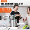imageVEVOR Alcohol Still 3 Gal  114 L Stainless Steel Water Alcohol Distiller with Coil Cooling Home Brewing Refining Fermentation Kit with Dual Display Thermometer for Wine Whisky Brandy Silver3Gal