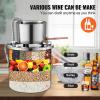 imageVEVOR Alcohol Still 3 Gal  114 L Stainless Steel Water Alcohol Distiller with Coil Cooling Home Brewing Refining Fermentation Kit with Dual Display Thermometer for Wine Whisky Brandy Silver3Gal