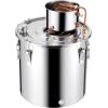 imageVEVOR Alcohol Still 8 Gal  30 L Stainless Steel Water Alcohol Distiller with Copper Coil Home Brewing Refining Fermentation Kit with Thermometer ampamp Pump for Wine Whisky Brandy Silver132 Gal