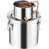 imageVEVOR Alcohol Still 8 Gal  30 L Stainless Steel Water Alcohol Distiller with Copper Coil Home Brewing Refining Fermentation Kit with Thermometer ampamp Pump for Wine Whisky Brandy Silver5 Gal