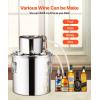 imageVEVOR Alcohol Still 8 Gal  30 L Stainless Steel Water Alcohol Distiller with Copper Coil Home Brewing Refining Fermentation Kit with Thermometer ampamp Pump for Wine Whisky Brandy Silver5 Gal