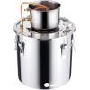 imageVEVOR Alcohol Still 8 Gal  30 L Stainless Steel Water Alcohol Distiller with Copper Coil Home Brewing Refining Fermentation Kit with Thermometer ampamp Pump for Wine Whisky Brandy Silver8 Gal