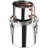 imageVEVOR Alcohol Still 8 Gal  30 L Stainless Steel Water Alcohol Distiller with Copper Coil Home Brewing Refining Fermentation Kit with Thermometer for Wine Whisky Brandy Silver3Gal