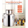imageVEVOR Alcohol Still 8 Gal  30 L Stainless Steel Water Alcohol Distiller with Copper Coil Home Brewing Refining Fermentation Kit with Thermometer for Wine Whisky Brandy Silver8Gal