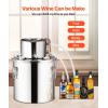 imageVEVOR Alcohol Still 8 Gal  30 L Stainless Steel Water Alcohol Distiller with Copper Coil Home Brewing Refining Fermentation Kit with Thermometer for Wine Whisky Brandy Silver5Gal