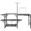 imageVEVOR Camping Kitchen Table with Sink Aluminum Folding Portable Outdoor Cook Station 2 Shelves ampamp Carrying Bag for Picnic BBQ Beach TravelingBlack