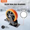 imageVEVOR Caster Wheels 4inch Swivel Plate Casters Set of 4 with Security AB Locking No Noise PVC Wheels Heavy Duty 350 lbs Load Capacity Per Caster NonMarking Wheels for Cart Furniture Workbench5 inch