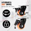 imageVEVOR Caster Wheels 4inch Swivel Plate Casters Set of 4 with Security AB Locking No Noise PVC Wheels Heavy Duty 350 lbs Load Capacity Per Caster NonMarking Wheels for Cart Furniture Workbench3inch