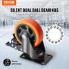 imageVEVOR Caster Wheels 4inch Swivel Plate Casters Set of 4 with Security AB Locking No Noise PVC Wheels Heavy Duty 350 lbs Load Capacity Per Caster NonMarking Wheels for Cart Furniture Workbench4 inch