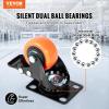 imageVEVOR Caster Wheels 4inch Swivel Plate Casters Set of 4 with Security AB Locking No Noise PVC Wheels Heavy Duty 350 lbs Load Capacity Per Caster NonMarking Wheels for Cart Furniture Workbench2inch