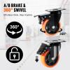 imageVEVOR Caster Wheels 4inch Swivel Plate Casters Set of 4 with Security AB Locking No Noise PVC Wheels Heavy Duty 350 lbs Load Capacity Per Caster NonMarking Wheels for Cart Furniture Workbench4 inch