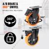imageVEVOR Caster Wheels 4inch Swivel Plate Casters Set of 4 with Security AB Locking No Noise PVC Wheels Heavy Duty 350 lbs Load Capacity Per Caster NonMarking Wheels for Cart Furniture Workbench5 inch