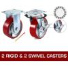 imageVEVOR Caster Wheels Set of 4 6quot Heavy Duty Casters 2 Rigid and 2 Swivel Casters with Side Brake Polyurethane Iron Core Plate 4000LBS Capacity