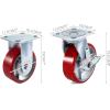 imageVEVOR Caster Wheels Set of 4 6quot Heavy Duty Casters 2 Rigid and 2 Swivel Casters with Side Brake Polyurethane Iron Core Plate 4000LBS Capacity