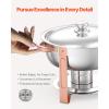 imageVEVOR Chafing Dish Buffet Set 5 Qt 4 Pack Stainless Steel Chafer with Full Size Pan Round Catering Warmer Server with Lid Water Pan Stand Fuel Holder Cover Holder Spoon for at Least 6 People EachRose Gold