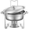 imageVEVOR Chafing Dish Buffet Set 5 Qt 4 Pack Stainless Steel Chafer with Full Size Pan Round Catering Warmer Server with Lid Water Pan Stand Fuel Holder Cover Holder Spoon for at Least 6 People EachSilver